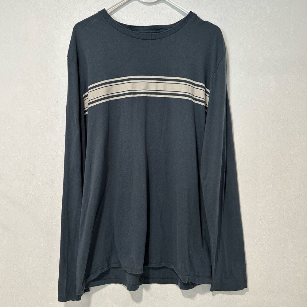 GAP Everyday Soft Long Sleeve Tee Size Large | Men’s Blue Striped Crewneck